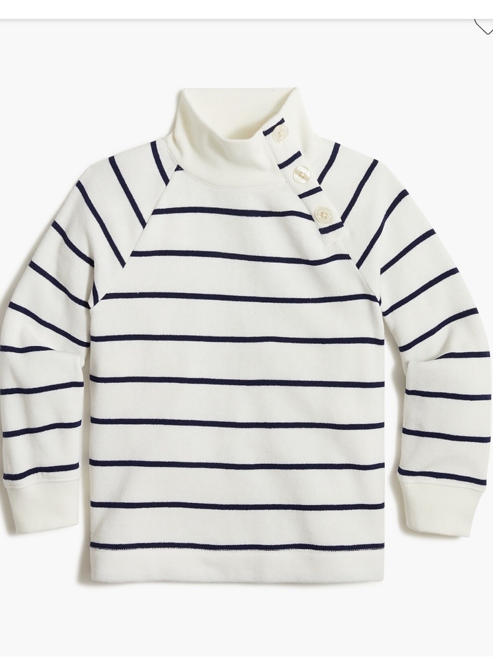 NWT CREWCUTS by J.crew Girls' wide button-collar sweatshirt in cloudspun fleece